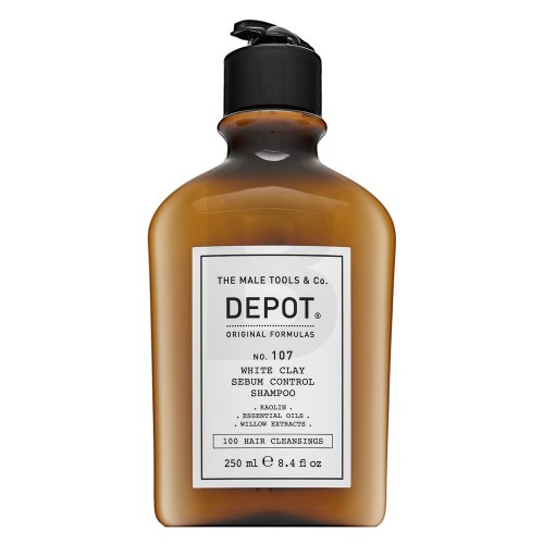 DEPOT Nr. 107 WHITE CLAY SEBUM CONTROL SHAMPOO šampūnas su baltuoju moliu riebiai galvos odai ir riebiems plaukams